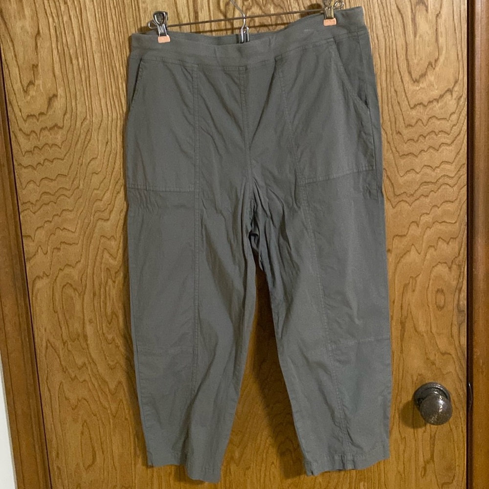 Chico’s Zenergy Size 1 (8) Green SagePull on Capris  great condition